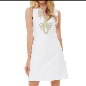 Beautiful White and Gold Lilly Shift